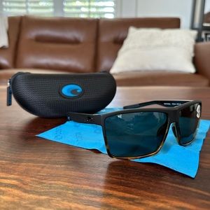 Costa Rincon Sunglasses - Black and Tortoise Frame, Black Lens